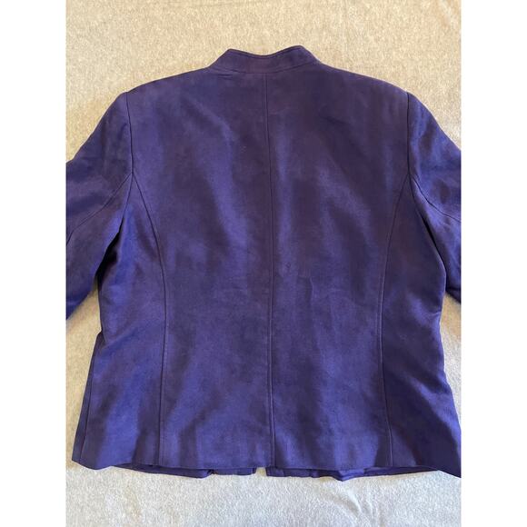 TanJay Blazer Women's Large 14P Purple Embroidered Beaded Accent Full Zip Jacket - Picture 10 of 13